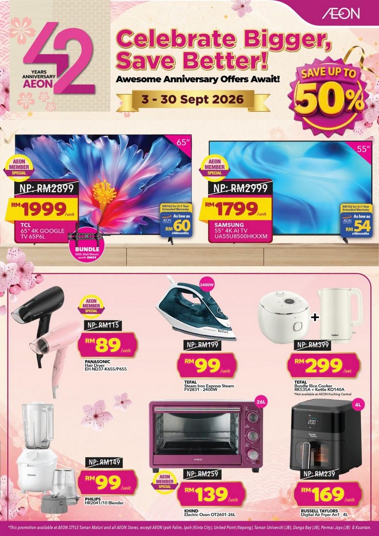 AEON-Malaysia-42nd-Anniversary-Promotion-4 3-30 September 2026: AEON Malaysia 42nd Anniversary Promotion: Up to 50% OFF, RM42 Deals & More