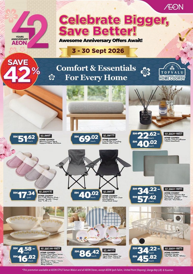 AEON-Malaysia-42nd-Anniversary-Promotion 3-30 September 2026: AEON Malaysia 42nd Anniversary Promotion: Up to 50% OFF, RM42 Deals & More