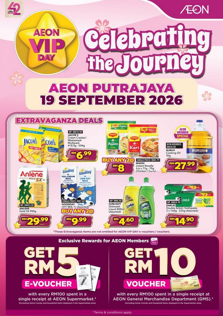 AEON-Putrajaya-Member-Day-VIP-Day-Sale-Up-to-70-Off 19 September 2026: AEON Putrajaya Member Day VIP Day Sale: Up to 70% Off, RM10 Voucher, Buy 1 Free 1 Deals & Member Rewards