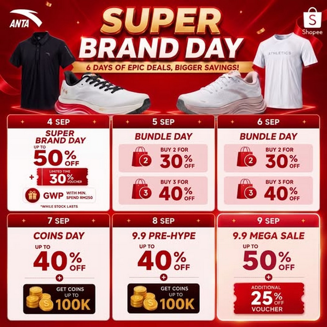 ANTA-Malaysia-ANTA-Super-Brand-Day-Promotion 4-9 September 2026: ANTA Malaysia: ANTA Super Brand Day Promotion with Special Deals on Favourite Picks