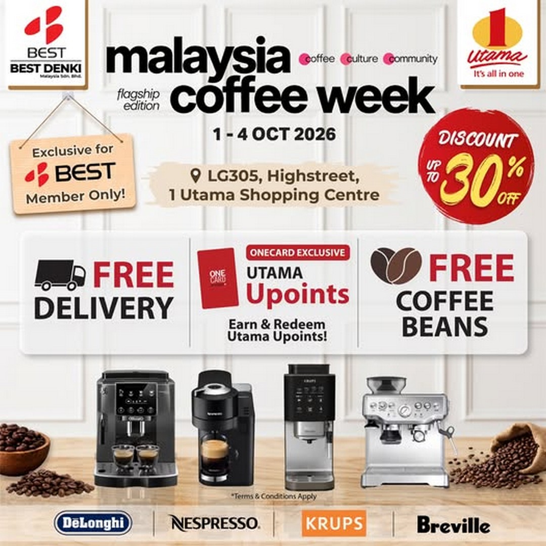 BEST-DENKI-Malaysia-Malaysia-Coffee-Week-Promotion 1–4 October 2026: BEST DENKI Malaysia: Malaysia Coffee Week Promotion with Up to 30% Off Coffee Machines at 1 Utama