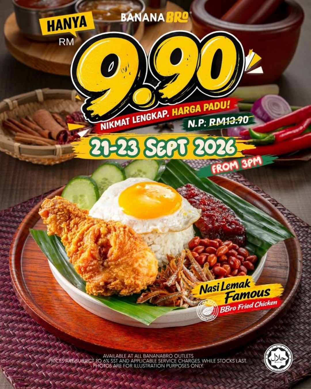 BananaBro-Nasi-Lemak-Famous-RM9.90-Promotion-with-BBro-Fried 21-23 September 2026: BananaBro: Nasi Lemak Famous RM9.90 Promotion with BBro Fried Chicken from 3PM at All BananaBro Outlets