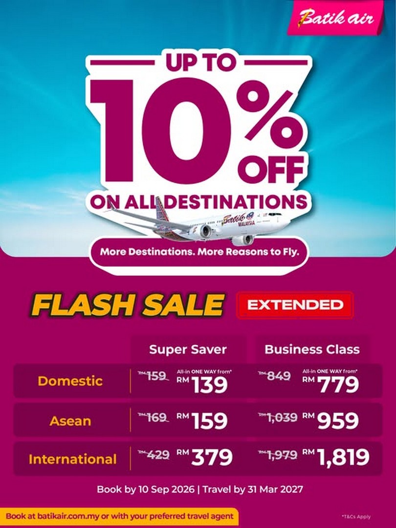 Batik-Air-Malaysia-Flash-Sale-Promotion-Offers Now Till 10 September 2026: Batik Air Malaysia: Flash Sale Promotion Offers Up to 10% OFF All Destinations