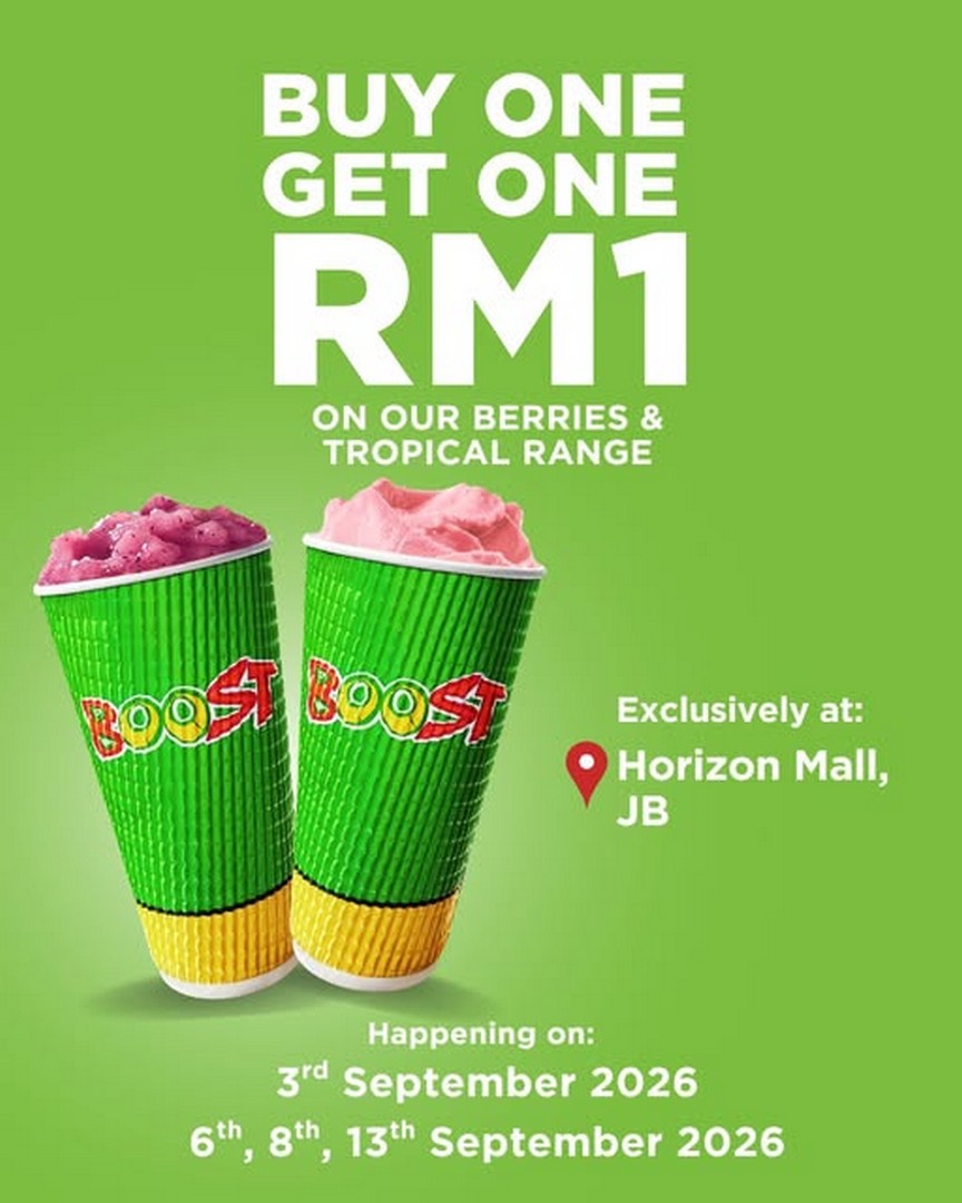 Boost-Juice-Bars-Malaysia-Buy-1-Get-1-for-RM1-Promotion 3-13 September 2026: Boost Juice Bars Malaysia: Buy 1, Get 1 for RM1 Promotion at Horizon Mall JB