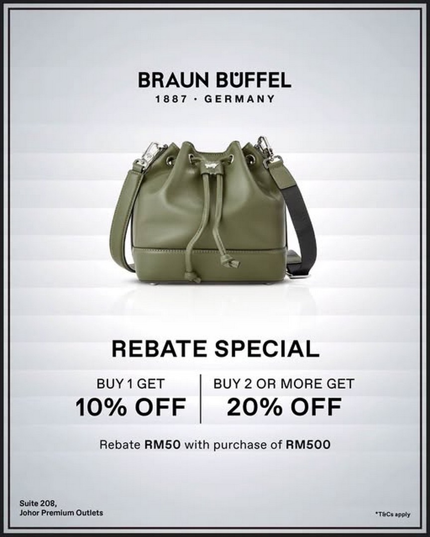 Braun-Buffel-Special-Sale-–-Extra-20-Savings 1-30 September 2026: Braun Büffel Special Sale – Extra 20% Savings, 10% Off Selected Items & RM50 Rebate at Johor Premium Outlets