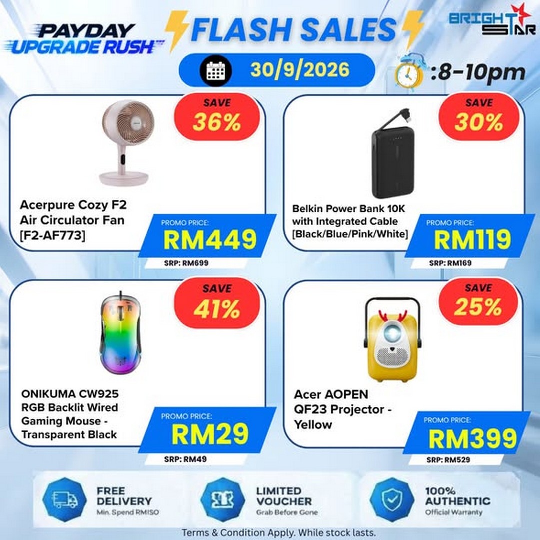 Brightstar-Computer-Payday-Upgrade-Rush-Promotion-3 24-30 September 2026: Brightstar Computer Payday Upgrade Rush Promotion – Flash Sale Deals from RM9, Up to 82% Off, 8PM-10PM Online