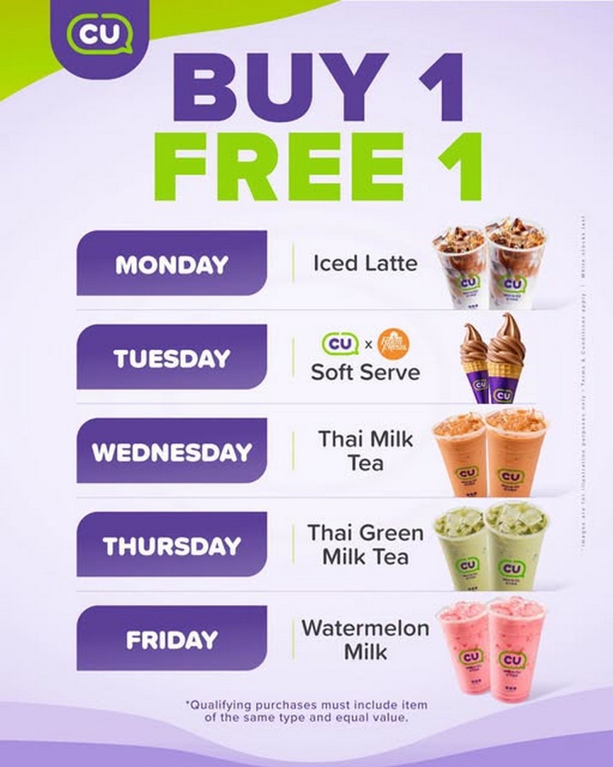 CU-Malaysia-Buy-1-Free-1-Promotion-on-Selected-Treats-and-Drinks 7 September 2026 onwards: CU Malaysia: Buy 1 Free 1 Promotion on Selected Treats and Drinks