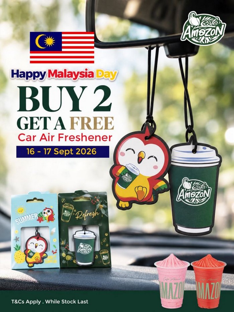 Cafe-Amazon-Malaysia-Day-Promotion-–-Buy-2-Drinks-and-Get-1 16-17 September 2026: Café Amazon Malaysia Day Promotion – Buy 2 Drinks and Get 1 FREE Car Air Freshener