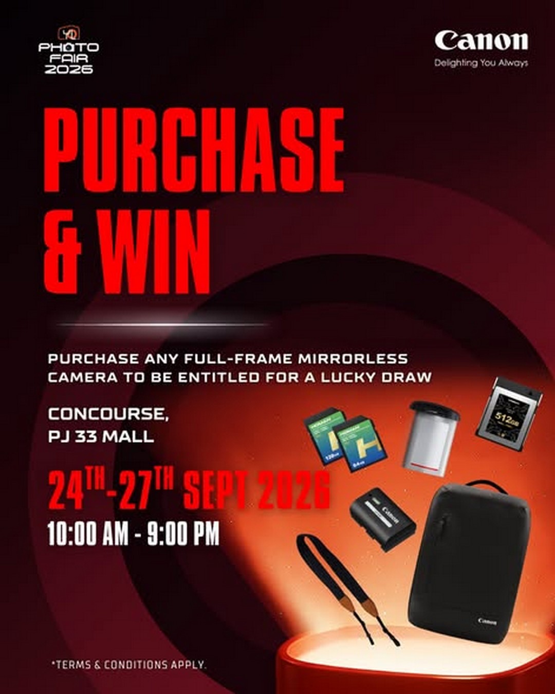 Canon-Malaysia-Photography-Promotion-at-YL-Photo-Fair-2026-1 24-27 September 2026: Canon Malaysia: Photography Promotion at YL Photo Fair 2026 with Camera & Lens Deals, Instant Cashback, Workshops and Share, Spin & Win at PJ 33 Mall