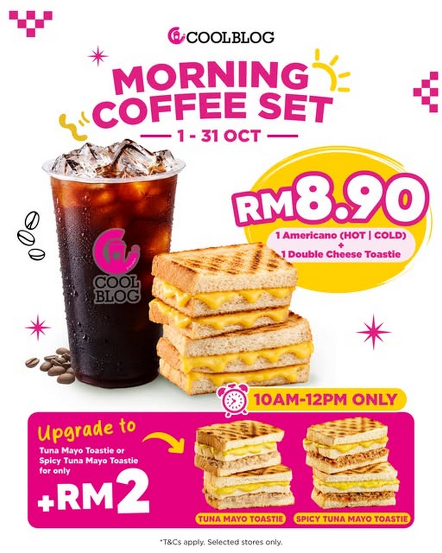 Coolblog-Malaysia-RM8.90-Americano-Double-Cheese-Toastie-Breakfast 1-31 October 2026: Coolblog Malaysia: RM8.90 Americano & Double Cheese Toastie Breakfast Promotion, 10AM-12PM at Selected Stores
