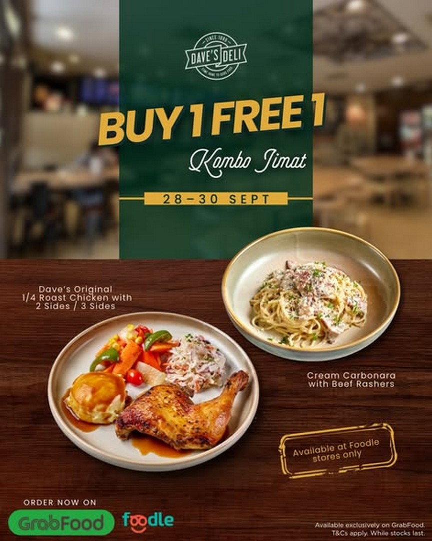Daves-Deli-Malaysia-Buy-1-Free-1-Kombo-Jimat-Promotion-1 28-30 September 2026: Dave's Deli Malaysia: Buy 1 Free 1 Kombo Jimat Promotion on Cream Carbonara at Selected Outlets