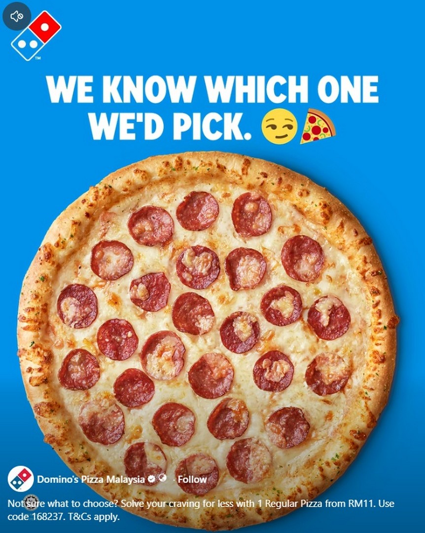 Dominos-Pizza-Malaysia-Regular-Pizza-from-RM11-Promotion 17 September 2026 onwards: Domino's Pizza Malaysia: Regular Pizza from RM11 Promotion