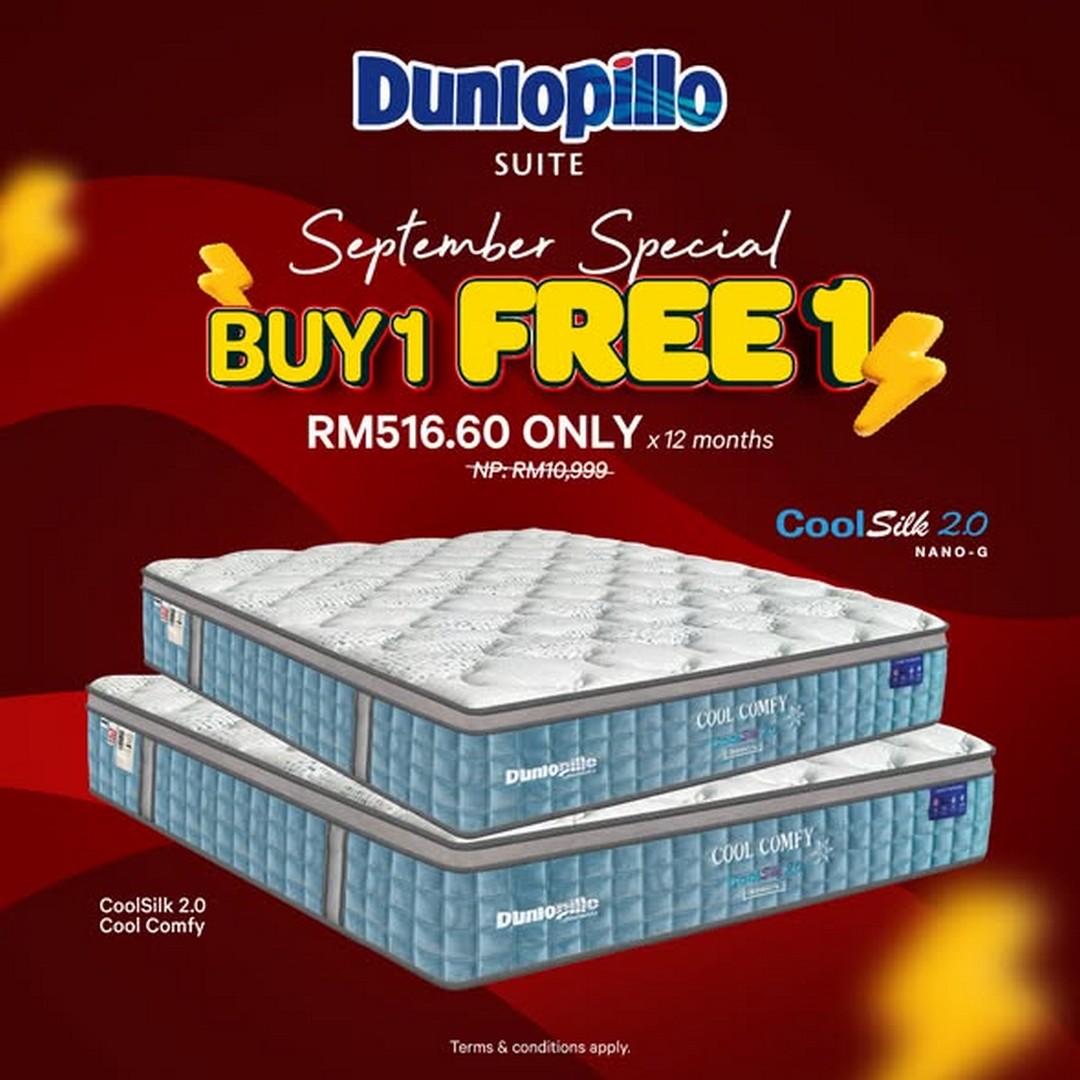Dunlopillo-Malaysia-September-Special-Mattress-Sale 1-30 September 2026: Dunlopillo Malaysia: September Special Mattress Sale with Buy 1 Free 2, Up to 30% OFF and Massage Chair Giveaway