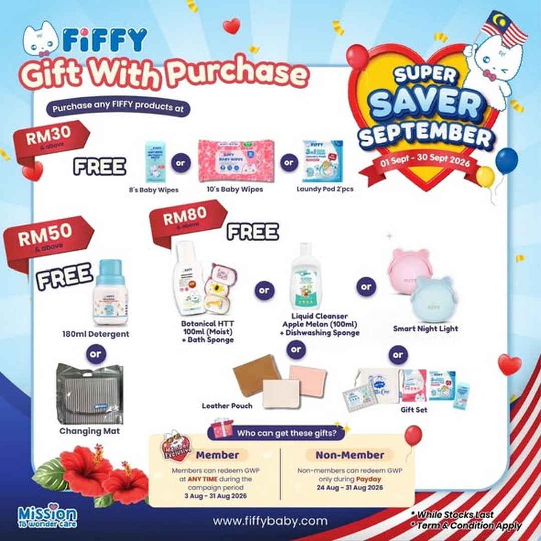 Fiffy-Malaysia-Super-Saver-September-Promotion-1 1-30 September 2026: Fiffy Malaysia: Super Saver September Promotion with Baby Care, Feeding Essentials, Clothing, Gift with Purchase and PWP Deals