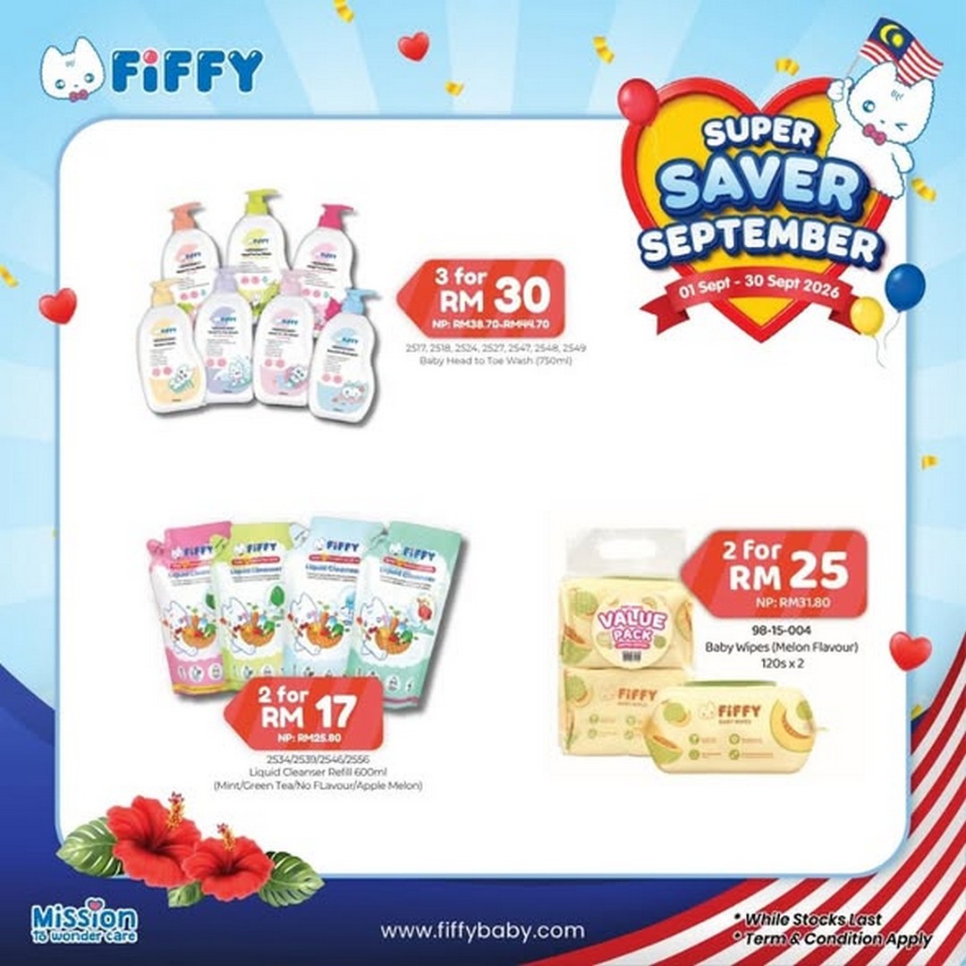 Fiffy-Malaysia-Super-Saver-September-Promotion-3 1-30 September 2026: Fiffy Malaysia: Super Saver September Promotion with Baby Care, Feeding Essentials, Clothing, Gift with Purchase and PWP Deals