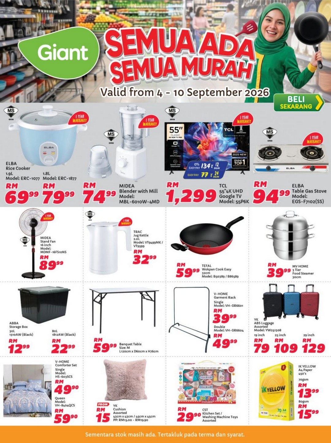 Giant-Household-Essentials-Promotion-Semua-Ada-Semua-Murah 4-10 September 2026: Giant Household Essentials Promotion: Semua Ada Semua Murah – Home Appliances & Living Deals From RM12.99