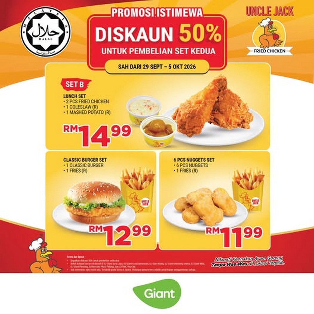 Giant-Malaysia-Uncle-Jack-50-Off-Second-Set-Promotion 29 September-5 October 2026: Giant Malaysia: Uncle Jack 50% Off Second Set Promotion at Selected Giant Outlets