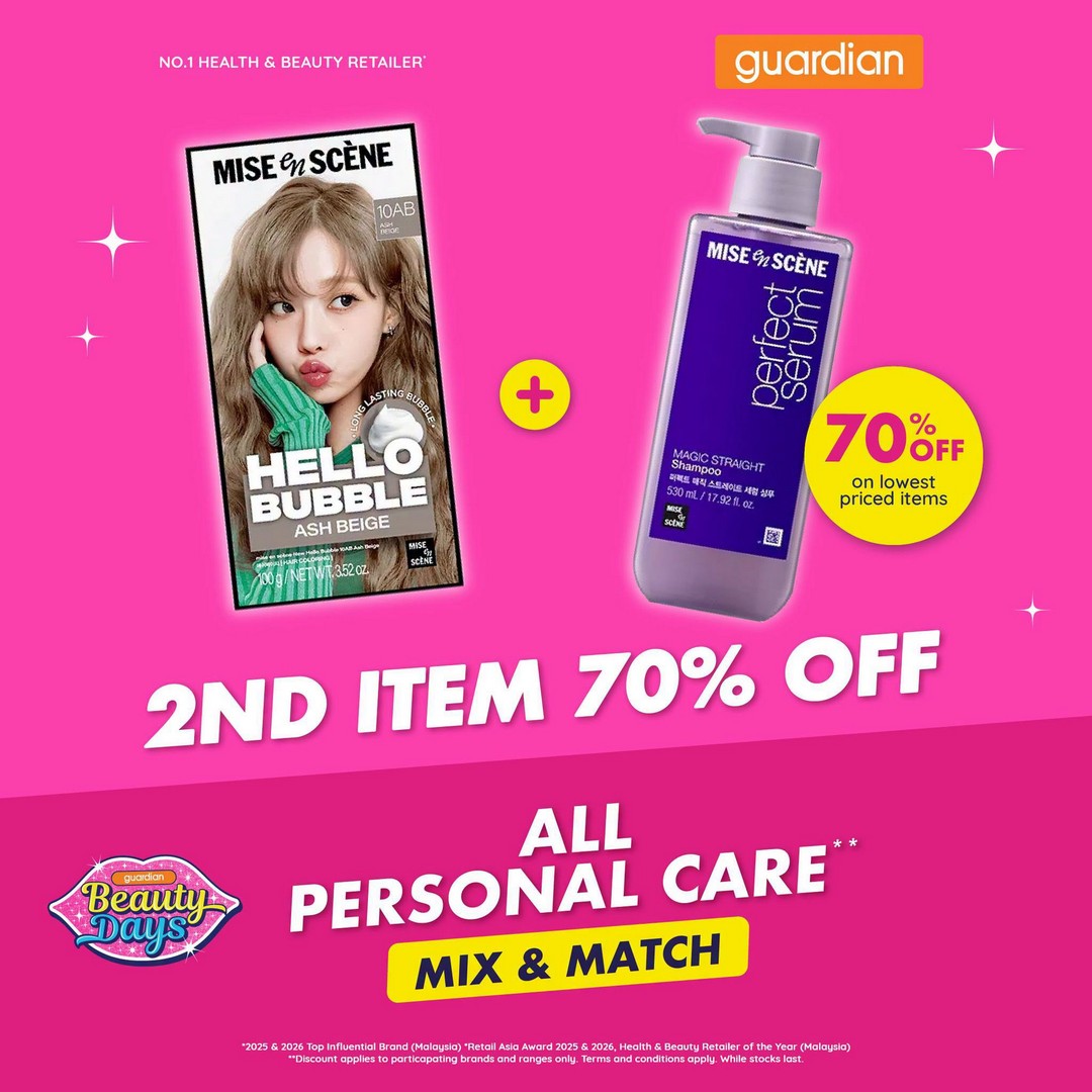 Guardian-Malaysia-70-OFF-Your-2nd-Participating-Personal-Care-5 30 September-5 October 2026: Guardian Malaysia: 70% OFF Your 2nd Participating Personal Care Item Promotion, Shop at Guardian Stores and Save More on Everyday Essentials