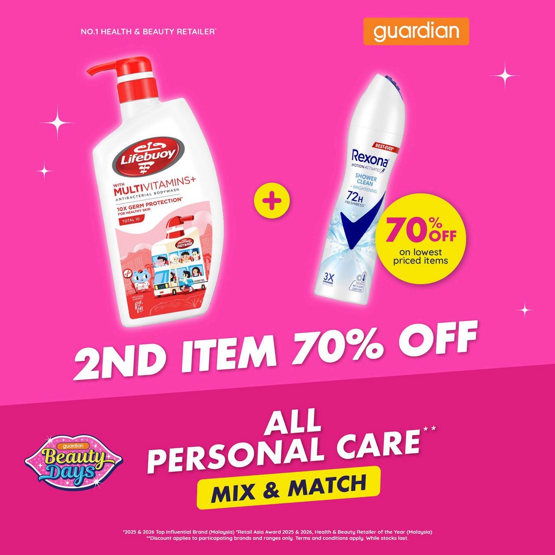 Guardian-Malaysia-70-OFF-Your-2nd-Participating-Personal-Care-6 30 September-5 October 2026: Guardian Malaysia: 70% OFF Your 2nd Participating Personal Care Item Promotion, Shop at Guardian Stores and Save More on Everyday Essentials