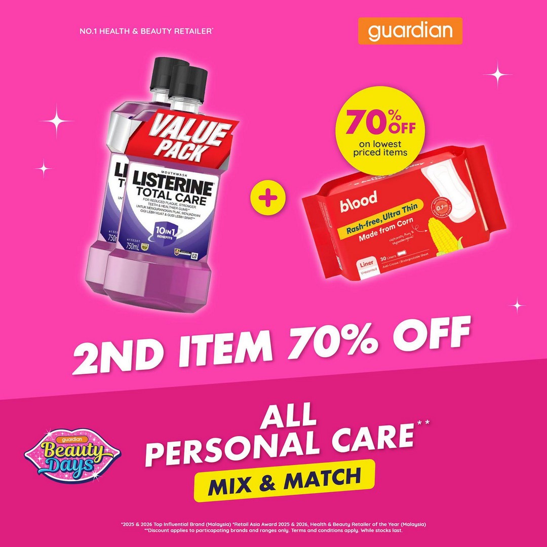 Guardian-Malaysia-70-OFF-Your-2nd-Participating-Personal-Care-7 30 September-5 October 2026: Guardian Malaysia: 70% OFF Your 2nd Participating Personal Care Item Promotion, Shop at Guardian Stores and Save More on Everyday Essentials