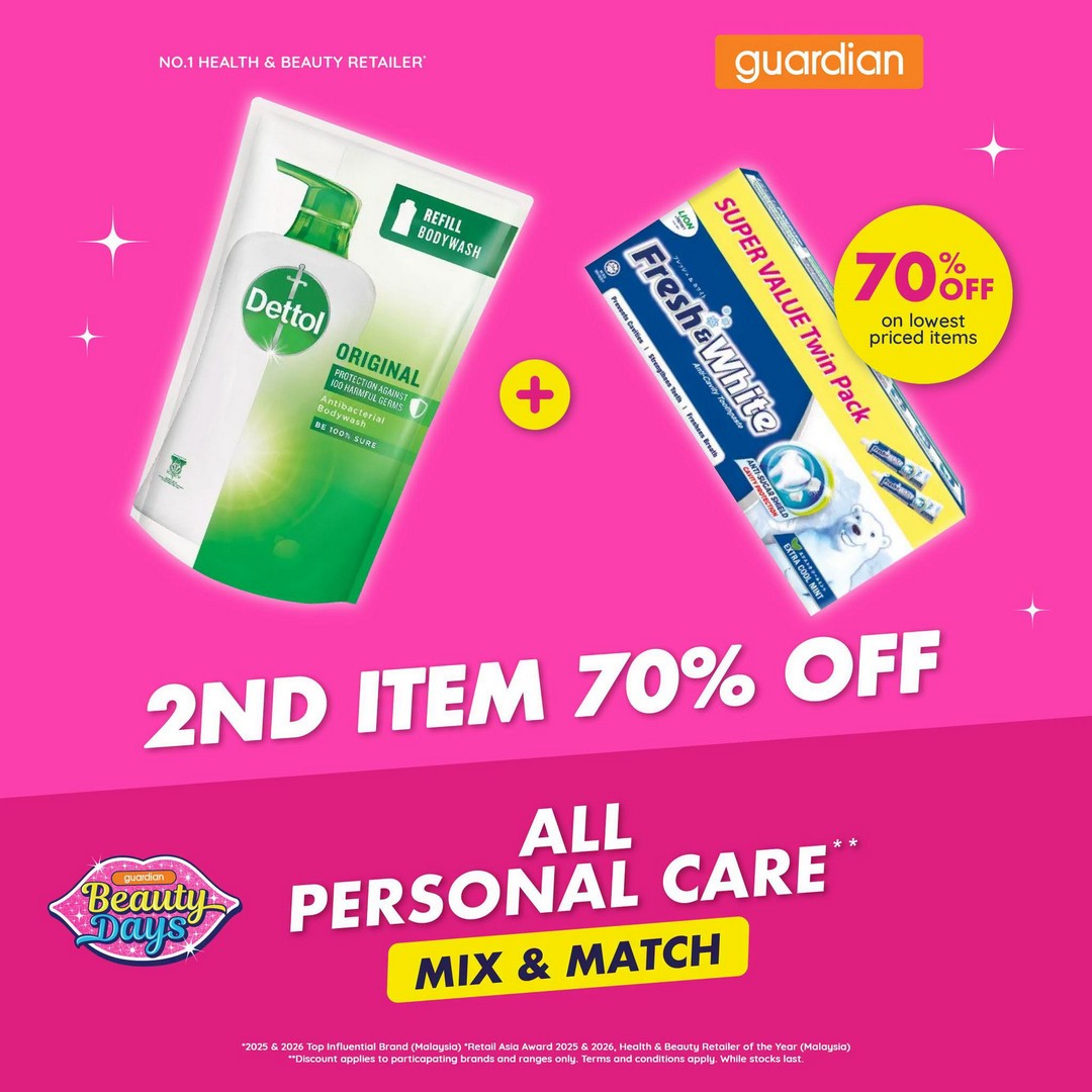 Guardian-Malaysia-70-OFF-Your-2nd-Participating-Personal-Care-9 30 September-5 October 2026: Guardian Malaysia: 70% OFF Your 2nd Participating Personal Care Item Promotion, Shop at Guardian Stores and Save More on Everyday Essentials