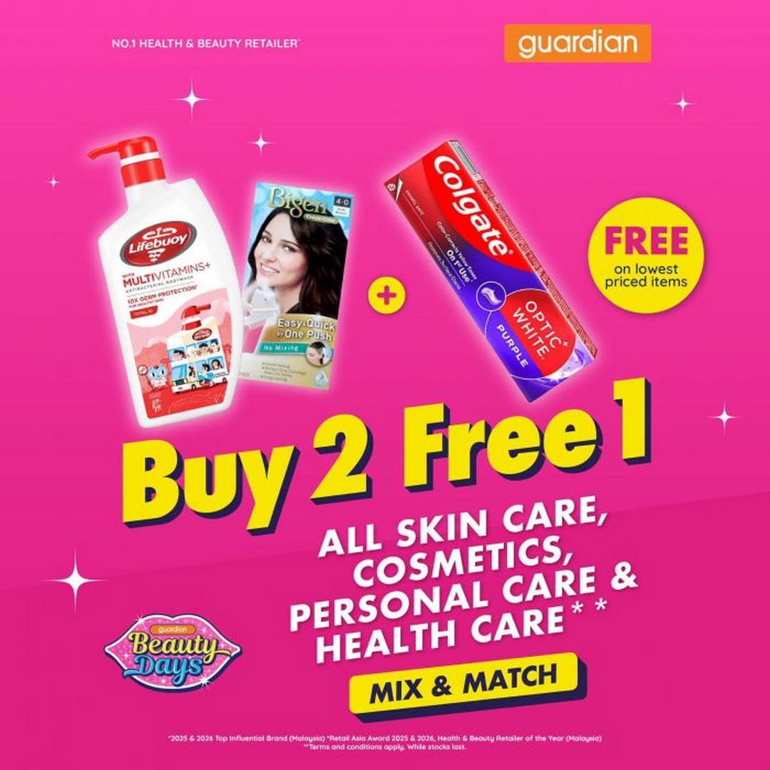 Guardian-Malaysia-Buy-2-Free-1-Beauty-Days-Mix-Match-Promotion-3 2-7 September 2026: Guardian Malaysia: Buy 2 Free 1 Beauty Days Mix & Match Promotion – Get the Lowest Priced Item Free