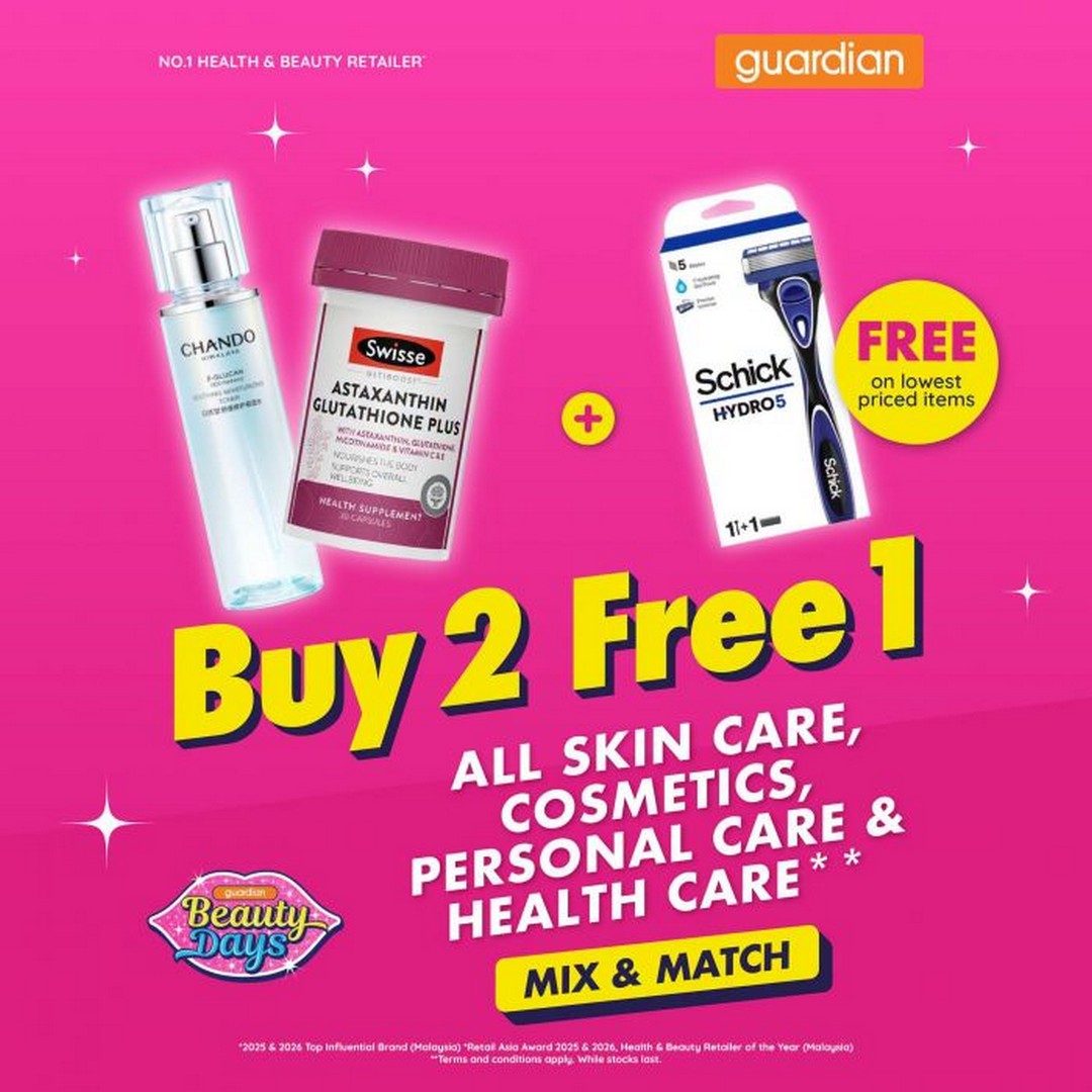 Guardian-Malaysia-Buy-2-Free-1-Beauty-Days-Mix-Match-Promotion-5 2-7 September 2026: Guardian Malaysia: Buy 2 Free 1 Beauty Days Mix & Match Promotion – Get the Lowest Priced Item Free