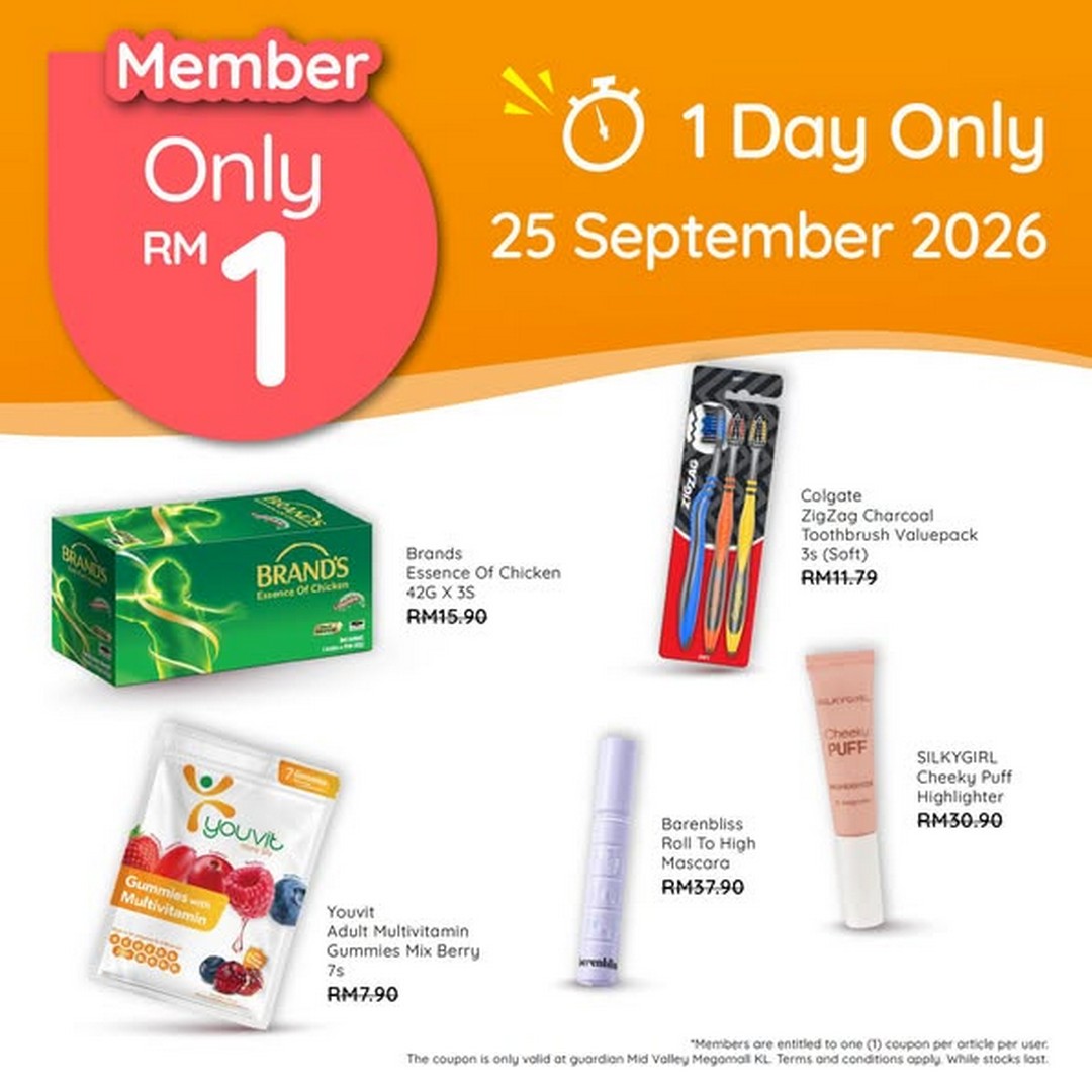 Guardian-Malaysia-RM1-Member-Promotion-at-Guardian-Mid-Valley-Megamall-2 25–29 September 2026: Guardian Malaysia: RM1 Member Promotion at Guardian Mid Valley Megamall