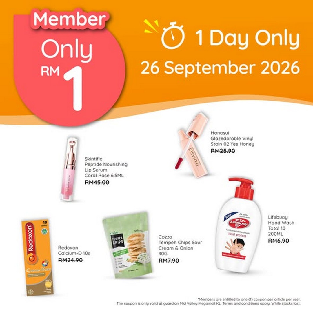 Guardian-Malaysia-RM1-Member-Promotion-at-Guardian-Mid-Valley-Megamall-3 25–29 September 2026: Guardian Malaysia: RM1 Member Promotion at Guardian Mid Valley Megamall