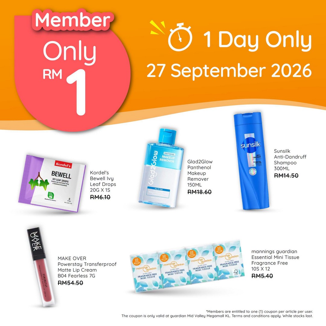 Guardian-Malaysia-RM1-Member-Promotion-at-Guardian-Mid-Valley-Megamall-4 25–29 September 2026: Guardian Malaysia: RM1 Member Promotion at Guardian Mid Valley Megamall