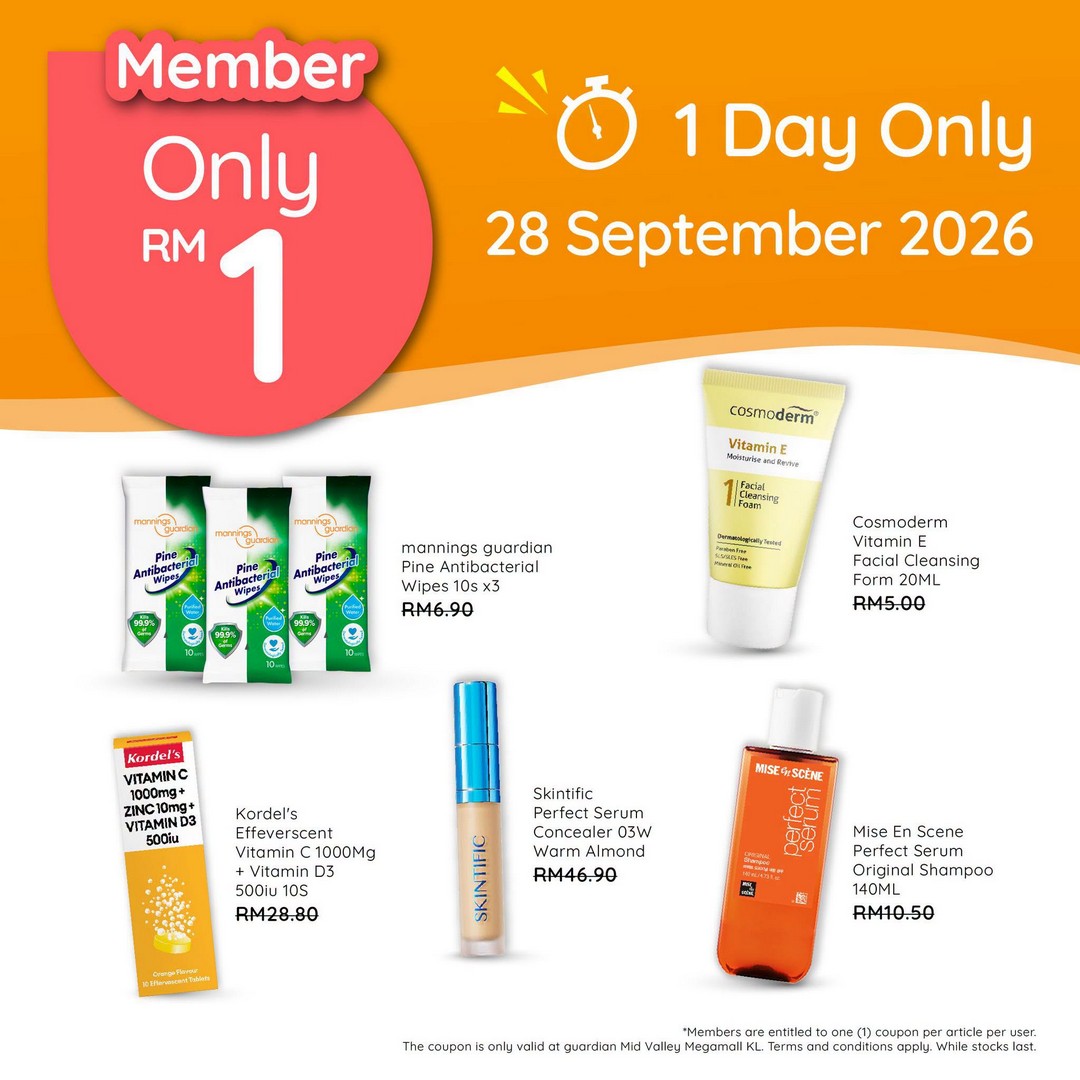 Guardian-Malaysia-RM1-Member-Promotion-at-Guardian-Mid-Valley-Megamall-5 25–29 September 2026: Guardian Malaysia: RM1 Member Promotion at Guardian Mid Valley Megamall