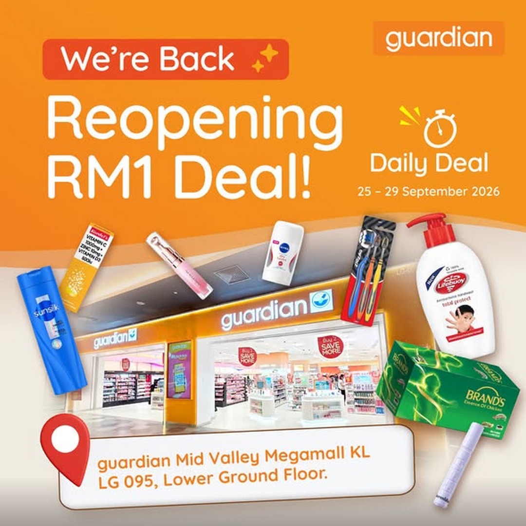 Guardian-Malaysia-RM1-Member-Promotion-at-Guardian-Mid-Valley-Megamall 25–29 September 2026: Guardian Malaysia: RM1 Member Promotion at Guardian Mid Valley Megamall