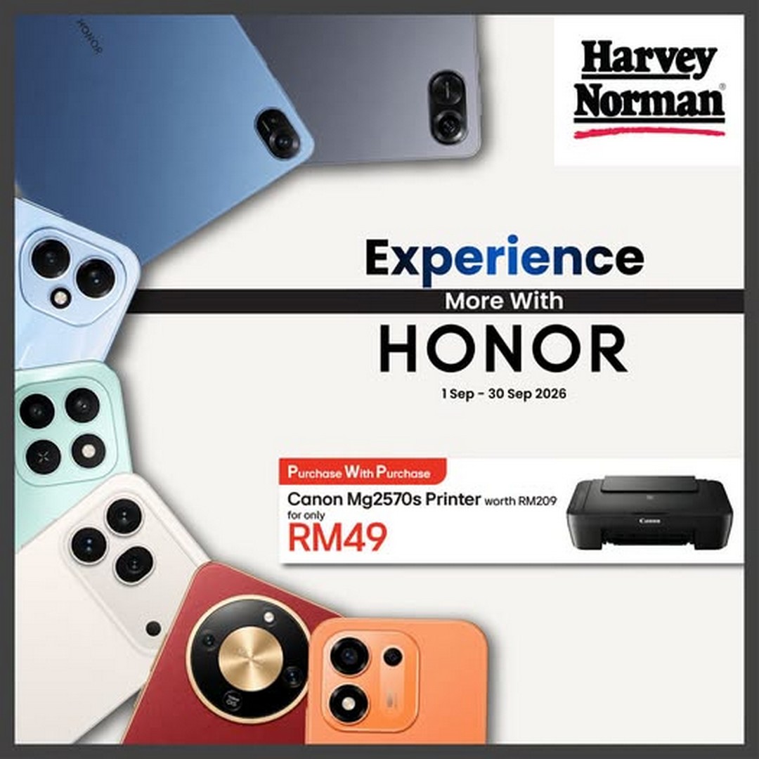 Harvey-Norman-Malaysia-HONOR-Smartphone-Promotion 22–30 September 2026: Harvey Norman Malaysia: HONOR Smartphone Promotion with Canon Printer for RM49