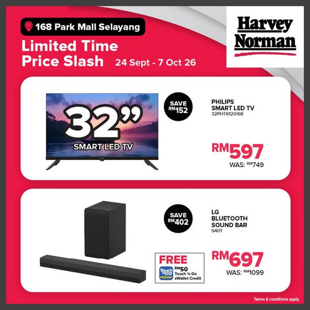 Harvey-Norman-Malaysia-Limited-Time-Price-Slash-Sale-1 24 September–7 October 2026: Harvey Norman Malaysia: Limited Time Price Slash Sale Up to 70% Off at 168 Park Mall Selayang, Selangor
