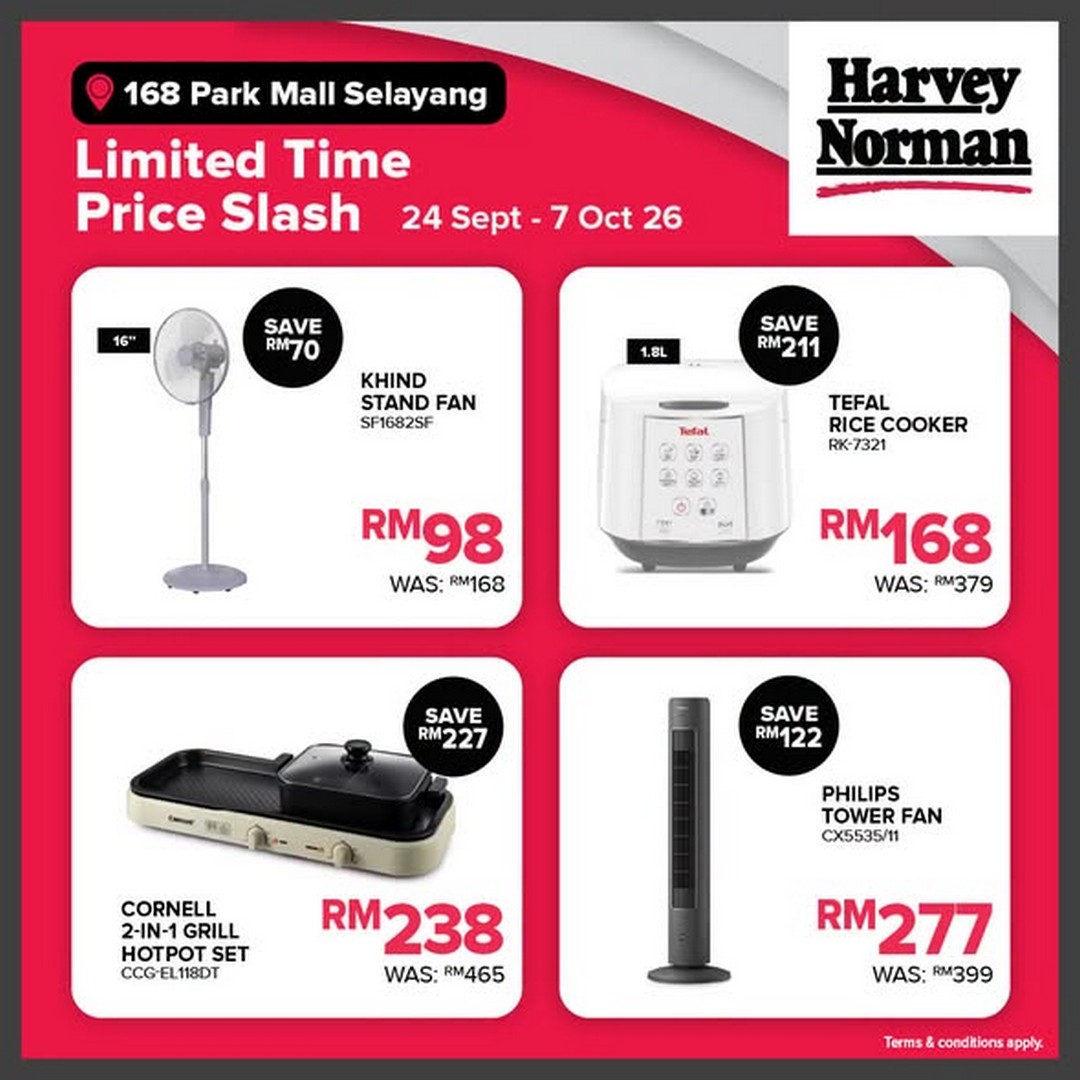 Harvey-Norman-Malaysia-Limited-Time-Price-Slash-Sale-4 24 September–7 October 2026: Harvey Norman Malaysia: Limited Time Price Slash Sale Up to 70% Off at 168 Park Mall Selayang, Selangor