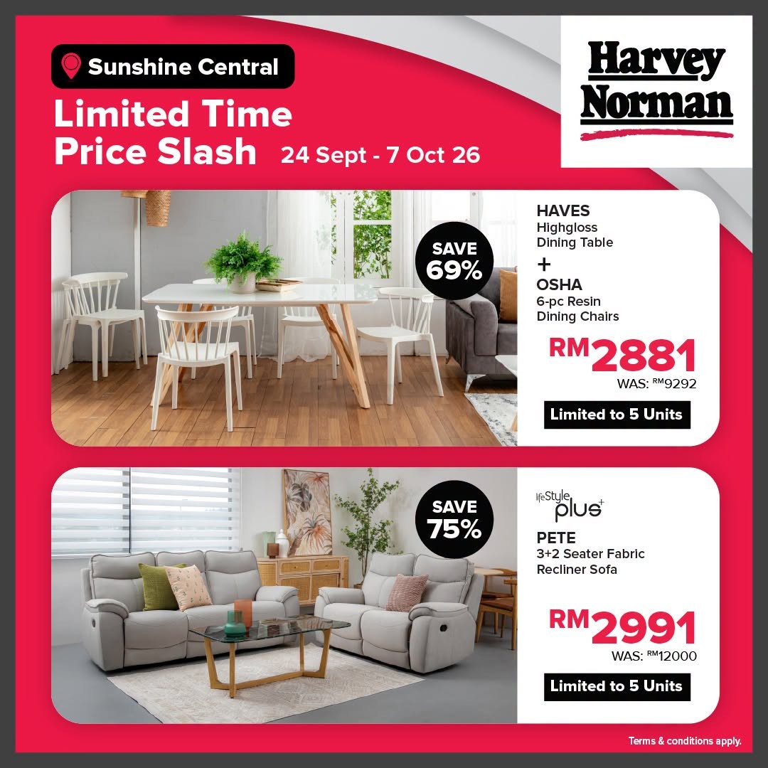 Harvey-Norman-Malaysia-Limited-Time-Price-Slash-Sale-Up-to-80-7 24 September-7 October 2026: Harvey Norman Malaysia: Limited Time Price Slash Sale Up to 80% Off at Sunshine Central