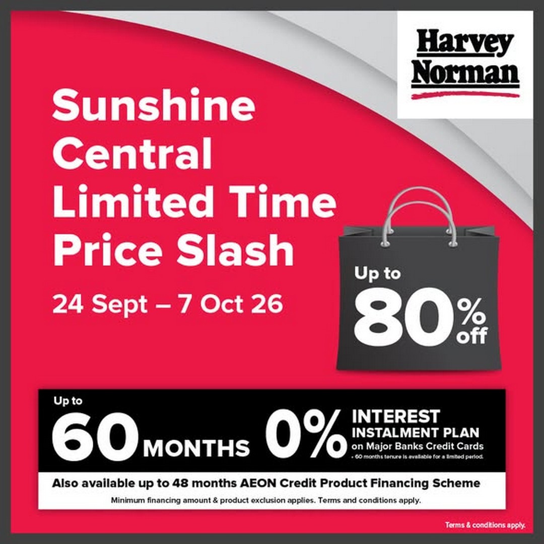 Harvey-Norman-Malaysia-Limited-Time-Price-Slash-Sale-Up-to-80 24 September-7 October 2026: Harvey Norman Malaysia: Limited Time Price Slash Sale Up to 80% Off at Sunshine Central