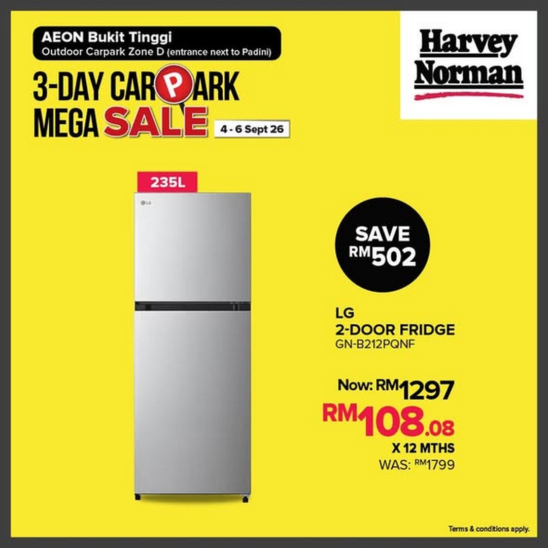 Harvey-Norman-Malaysia-Up-to-75-OFF-3-Day-Sale-2 4-6 September 2026: Harvey Norman Malaysia: Up to 75% OFF 3-Day Sale at AEON Bukit Tinggi Outdoor Carpark