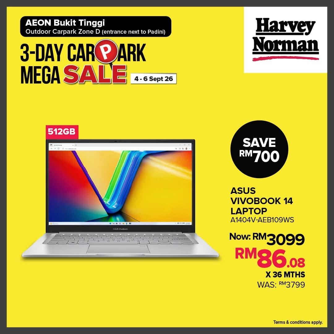 Harvey-Norman-Malaysia-Up-to-75-OFF-3-Day-Sale-6 4-6 September 2026: Harvey Norman Malaysia: Up to 75% OFF 3-Day Sale at AEON Bukit Tinggi Outdoor Carpark
