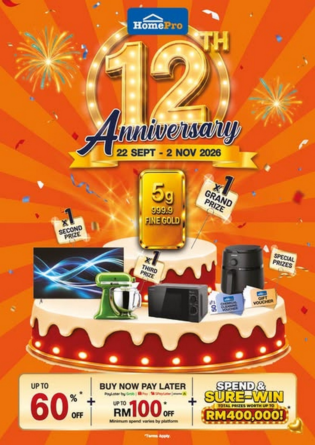 HomePro-Malaysia-12th-Anniversary-Sale-–-Up-to-60-Off 22 September–2 November 2026: HomePro Malaysia 12th Anniversary Sale – Up to 60% Off, RM400,000 Worth of Prizes, BNPL Savings & More