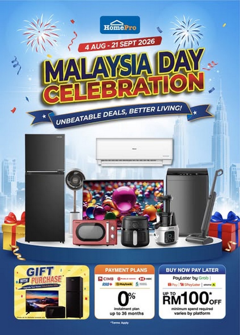 HomePro-Malaysia-Malaysia-Day-Sale-–-Home-Appliances 4 August–21 September 2026: HomePro Malaysia Malaysia Day Sale – Home Appliances, Furniture & Renovation Deals from RM229, 0% Instalment Up to 36 Months & More