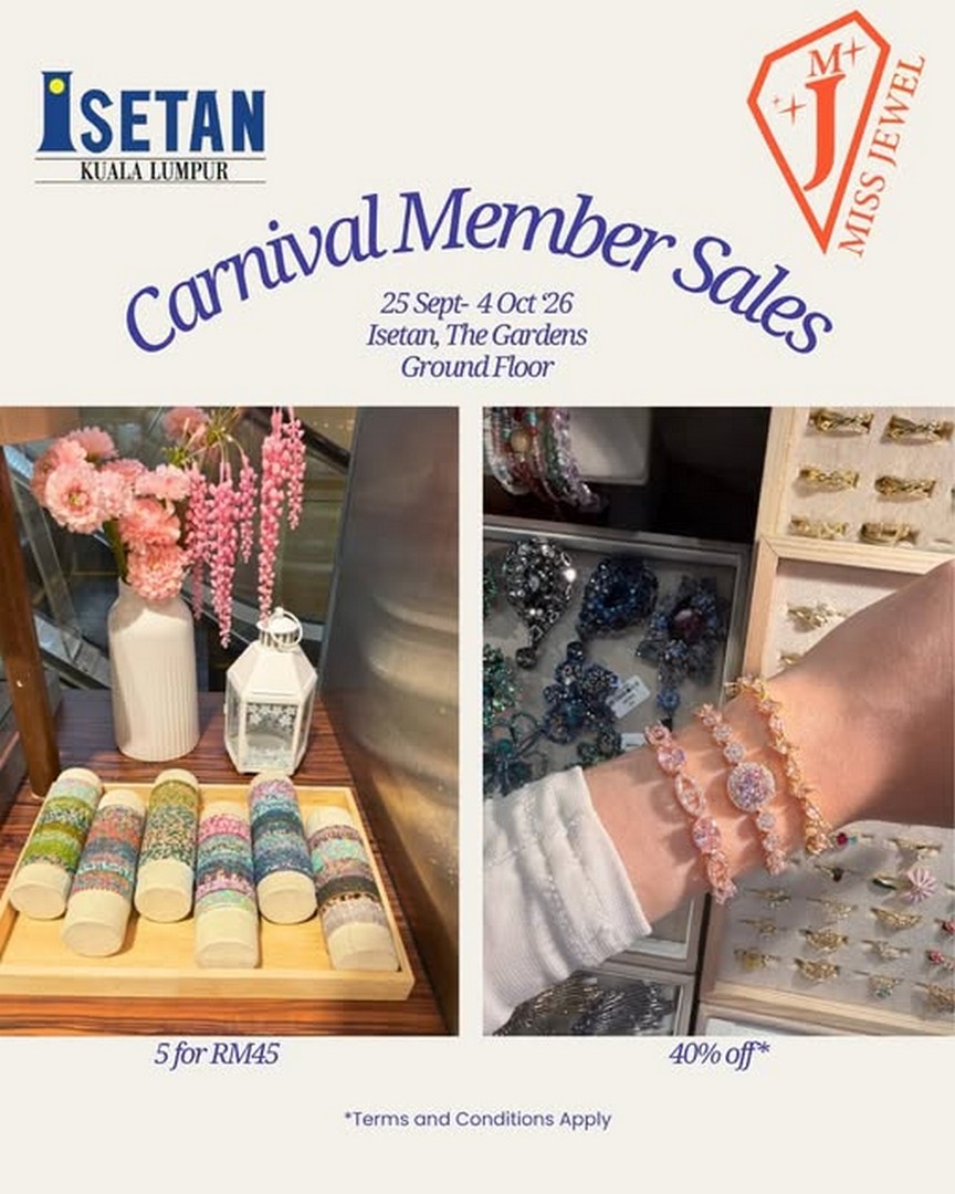 Isetan-Kuala-Lumpur-Miss-Jewel-Sale-Promotion-with-5-for-RM45 25 September-4 October 2026: Isetan Kuala Lumpur: Miss Jewel Sale Promotion with 5 for RM45 or 40% Off at Isetan The Gardens