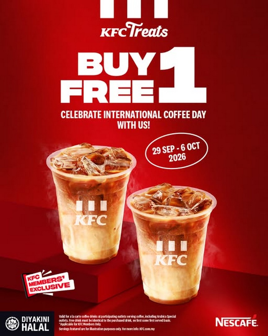 KFC-International-Coffee-Day-Buy-1-Free-1-Coffee-Promotion 29 September-6 October 2026: KFC: International Coffee Day Buy 1 Free 1 Coffee Promotion Available Nationwide in Malaysia