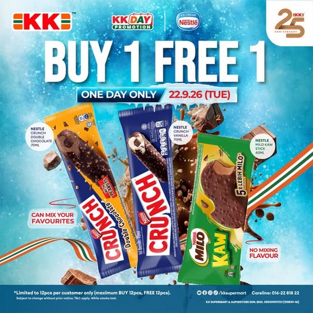 KK-SUPER-MART-Nestle-Ice-Cream-Buy-1-Get-1-Free-Promotion 22 September 2026: KK SUPER MART: Nestlé Ice Cream Buy 1 Get 1 Free Promotion at All KK MART Outlets, One-Day-Only Ice Cream Deal