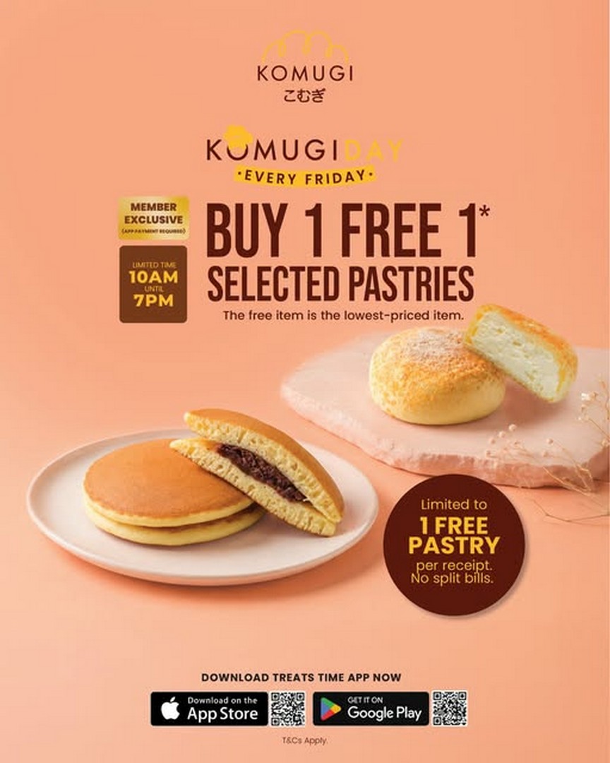 Komugi-Malaysia-Buy-1-Get-1-FREE-Selected-Pastry-Promotion 9 September 2026 onwards: Komugi Malaysia: Buy 1 Get 1 FREE Selected Pastry Promotion Every Friday, 10am-7pm at All Stores