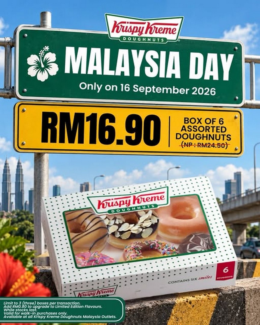 Krispy-Kreme-Malaysia-Malaysia-Day-Promotion 16 September 2026: Krispy Kreme Malaysia, Malaysia Day Promotion: 6 Assorted Doughnuts for RM16.90
