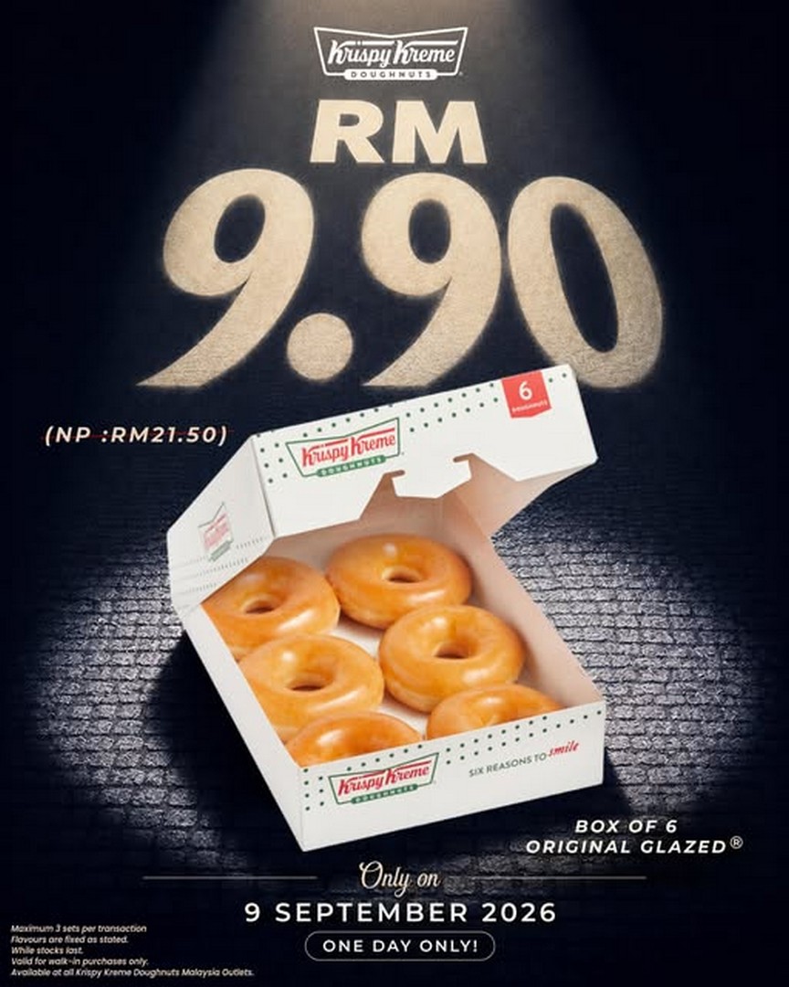 Krispy-Kreme-Malaysia-RM9.90-6-Piece-Original-Glazed-Doughnuts 9 September 2026: Krispy Kreme Malaysia: RM9.90 6-Piece Original Glazed Doughnuts One-Day Sale Promotion