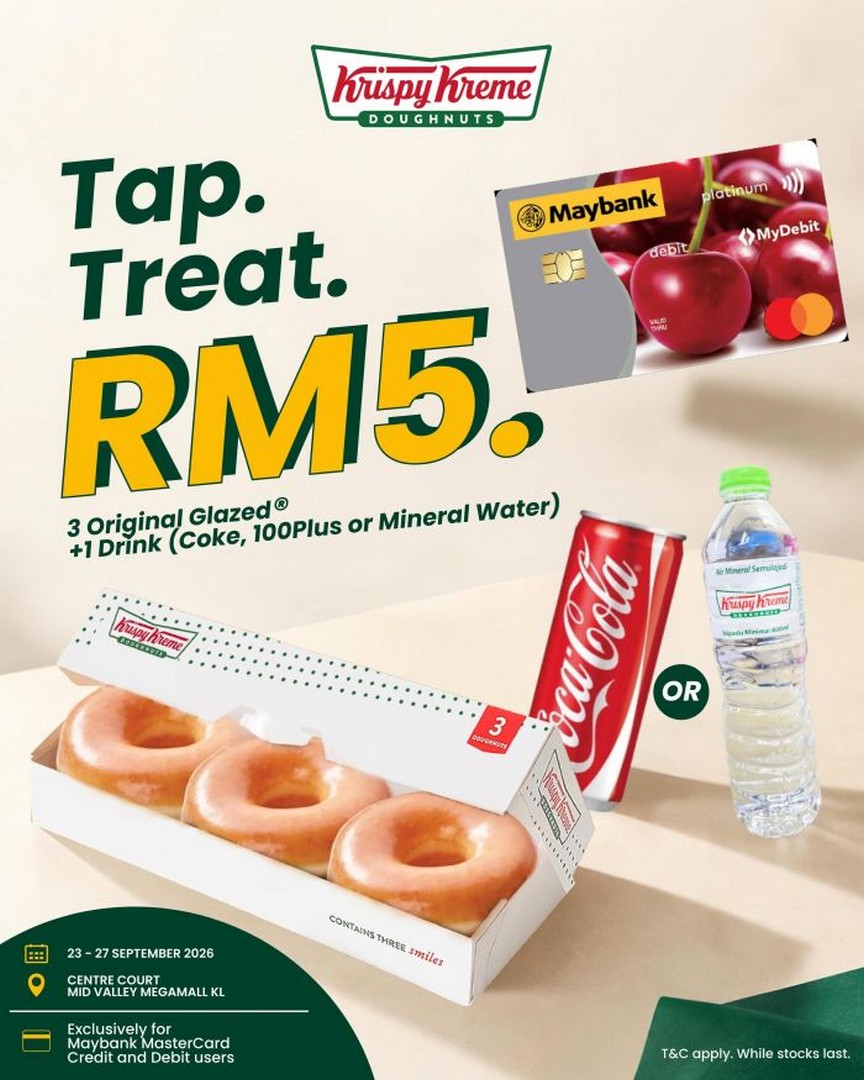 Krispy-Kreme-Maybank-Card-RM5-Doughnut-Promo-at-Mid-Valley-Megamall 23-27 September 2026: Krispy Kreme Maybank Card RM5 Doughnut Promo at Mid Valley Megamall KL