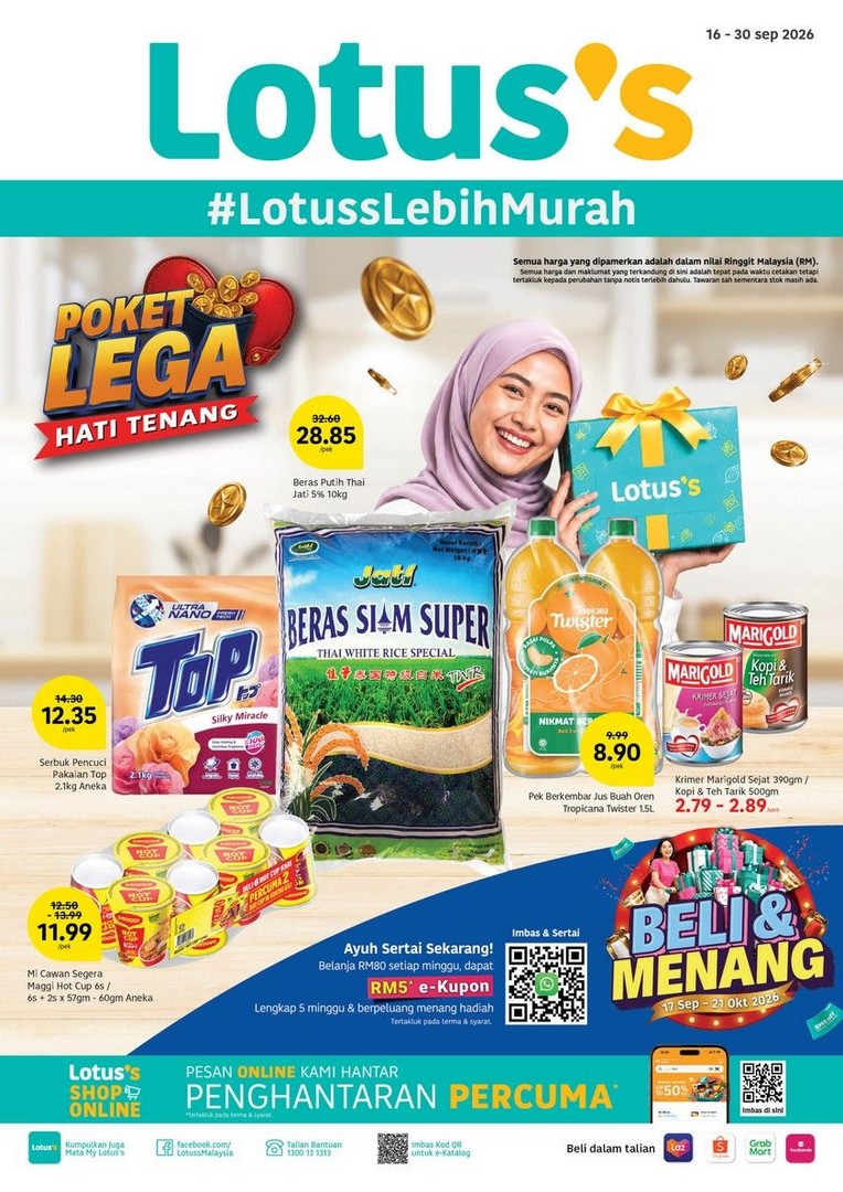 Lotuss-Poket-Lega-Hati-Tenang-Promotion-–-Jati-Thai-White-Rice-10kg 16-30 September 2026: Lotus's Poket Lega Hati Tenang Promotion – Jati Thai White Rice 10kg RM28.85, Groceries, Fresh Food & More