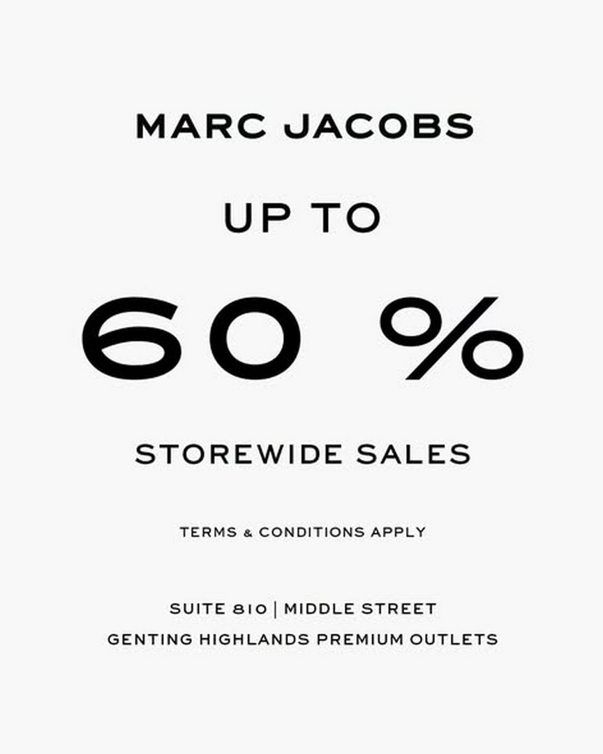 Marc-Jacobs-Special-Sale-with-Up-to-60-Savings 1-30 September 2026: Marc Jacobs: Special Sale with Up to 60% Savings Storewide at Genting Highlands Premium Outlets